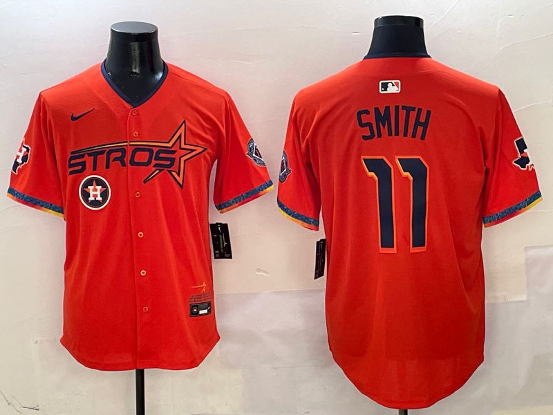 Men Houston Astros #11 Smith Orange Five generation Joint Name Nike 2025 MLB Jersey style 11